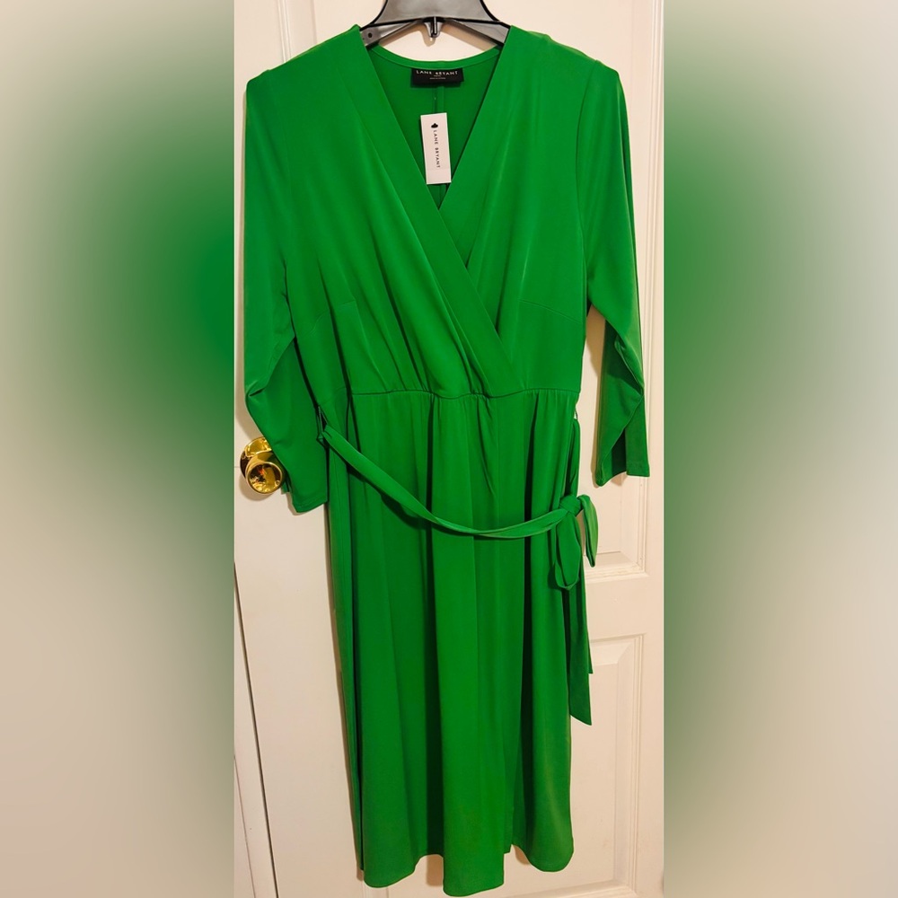 Lane Bryant Vibrant Green 3/4 Sleeve Dress